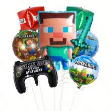 -Juego de Decoración para Fiesta de Cumpleaños Temática con Personajes y Arreglos de Estilo Píxel de Controlador de Juegos, Fiesta de Cumpleaños, Fiesta Temática - 1 - Ver 8