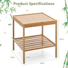 2 Pack Bamboo Compact Nightstand 2-Tier Side Table With Bottom Shelf Square End Table For Small Space Living Room Bedroom - Caqui - Ver 3