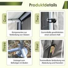 190*296*200 cm Lagerraum-Schuppen, tragbarer Carport-Garagen-Dach mit Rolltore und Reißverschluss-Türen, wasserdicht, UV-beständig – Garagenzelt für Autos, Boote, Werkzeuge, Motorräder - B - Übersicht 3
