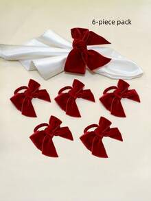 4pcs/6pcs/12pcs Bow Napkin Rings, Velvet Fabric Holiday Napkin Buckles, Gold Red Green Napkin Rings, Simple Napkin Rings, Hotel Table Setting Bow Tableware Napkin Buckles, Wedding Table Napkin Rings, Suitable For Various Occasions, Women's Gatherings, Fashionable Elegant Weddings And Various Parties - Multicolor - View 14