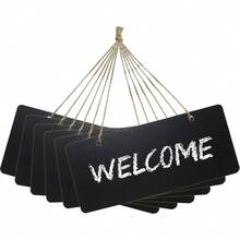 Vintage Rustic Chalkboard Hanging Signs 6 Pack, Erasable Wood Rectangle Blackboard Memo Message Display For Wedding Bar Restaurant Kitchen Pantry Wall Decor, Small Chalkboard Plaque For Menu Reminder, Rustic Wooden Chalkboard Sign For Home Decoration - Default - View 3