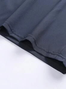Men's Plus Size Summer Cropped Length Pants, Drawstring Elastic Waist, Zipper Side Pockets, Lightning Print Quick-Dry Loose Casual Pants - Navy Blue - View 7