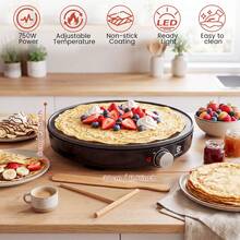 SUPERLEX Multifunctional Crepe Maker, Multi-Purpose Pancake Machine And Household Frying Pan. Featuring A Non-Stick Coating And A Scraper. Adjustable Temperature Control For Cooking Beef Steaks, Fried Eggs And Bacon. Ideal For Kitchen Breakfast Preparation. - UK Plug(220-240V) - View 4