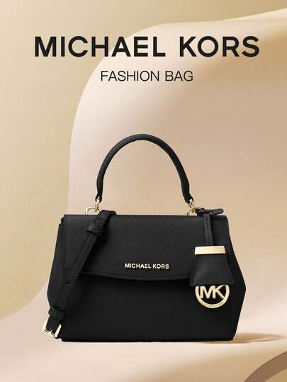 Michael Kors Bolso bandolera de mujer Ava extra pequeño de cuero saffiano, bolso tote casual, bolso de hombro con cierre de solapa a presión y correa ajustable