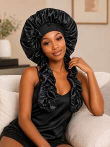 YPGVUO Women's Satin Long Tail Sleep Cap, Silk Hair Bonnet, Suitable For Curly Hair, Braids, Dreadlocks, Nighttime Hair Protection - Multicolor - View 15