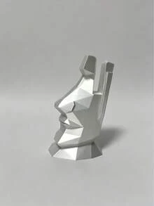 幾何臉孔眼鏡架 3D列印摩艾石像 時尚眼鏡收納架 桌面裝飾擺件 創意禮物 桌面時尚眼鏡展示架 - 白色1件 - 查看 5