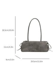 Solid Color Fashion Bow Decor Elegant Minimalist Women's Shoulder Bag, Suitable For Shopping, Wallet, Young Women, College Students, Newcomers, Office Workers. They Are Perfect For Office, University, Work, Business, Commuting, Outdoor Activities, Travel And Outings - Black - View 8