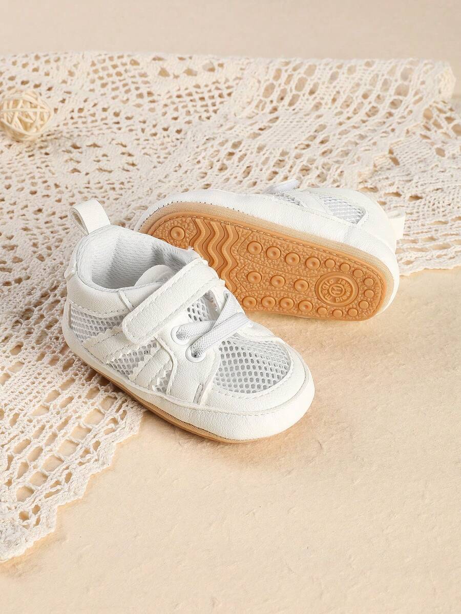 Summer 0-1 Year Old Unisex Infant Soft Sole Walking Shoes, 5-7 Months Newborn Infant Mesh Breathable Solid Color Sports Shoes - White - View 1