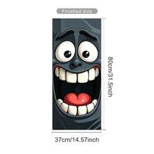 Funny Cartoon Big Mouth Face Trash Can Sticker, Waterproof Removable Vinyl Trash Can Decal, 2D Flat Pattern Outdoor Yard Porch Trash Can Decoration, DIY Peel And Stick Creative Home Garden Cabinet Decor - Face Trash Can Stickers - View 12