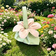 1pc Creative Flower Drawstring Portable Handbag, Fresh Large Capacity New Style Girl Travel Versatile Storage Bag, Sundries Organizer - Multicolor - View 6
