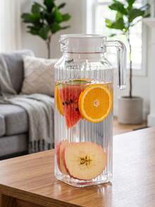 Minimalist Striped Acrylic Cold Water Pitcher, Suitable For Herbal Tea, Juice And Other Beverages, Fashionable Water Pitcher, Ideal For Daily Hydration, Practical And Convenient, Suitable For Home Use And Cold Drink Service - Transparent - View 6
