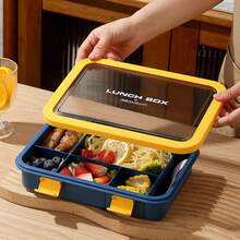 1pc Large Capacity Lunch Box, Japanese Bento Box, Chinese Rice Box, Student Meal Box, Portable Outdoor Food Storage Container, Food Preservation Box, Microwave Bento Box, Summer Meal Box Set, Fruit Preservation Bowl With Lid - Multicolor - View 1