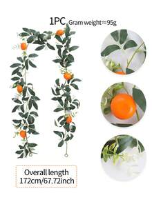 1pc Artificial Orange Stem, Realistic Orange Vine, Kitchen, Home, Party, Spring/Summer Decorative Fruit Ornament - Orange Vine - View 7
