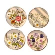 4pcs 2D Flat Acrylic Printed Coasters, Colorful Wildflower Art Design, Kitchen Decor, Suitable For Valentine's Day, Wedding, Birthday, Mother's Day Gifts, Applicable For Dining Table, Bar Counter, Home Decor, All Year Round - Multicolor - View 2