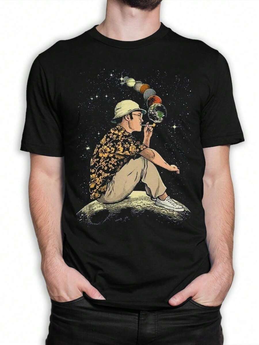 Men's Short-Sleeved T-Shirt, New 2026 Fashion, With Fibonacci Spiral Design, Golden Ratio T-Shirt, Gift For Math Lovers, Sacred Geometry T-Shirt - 香檳色 - 查看 1