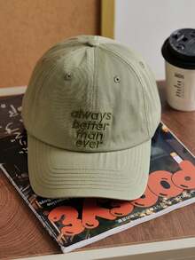 1 Men's Simple English Embroidered Soft Top Dad Hat, Washed Curved Brim Baseball Cap, Suitable For Daily Wear And Matching, Unisex - Multicolor - View 10