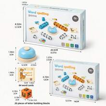 Montessori Word Spelling Game Toy Set, 64 Flash Cards & 20 Letter Blocks, Early Learning Educational Alphabet & Vocabulary Building Toy For Kids 3+ - 彩色 - 查看 4