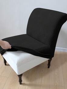 1PC Surfing Jacquard Chair Cover, Polyester Elastic Jacquard, Machine Washable, Suitable For Living Room Study Sofa Chair Protection - Black - View 7
