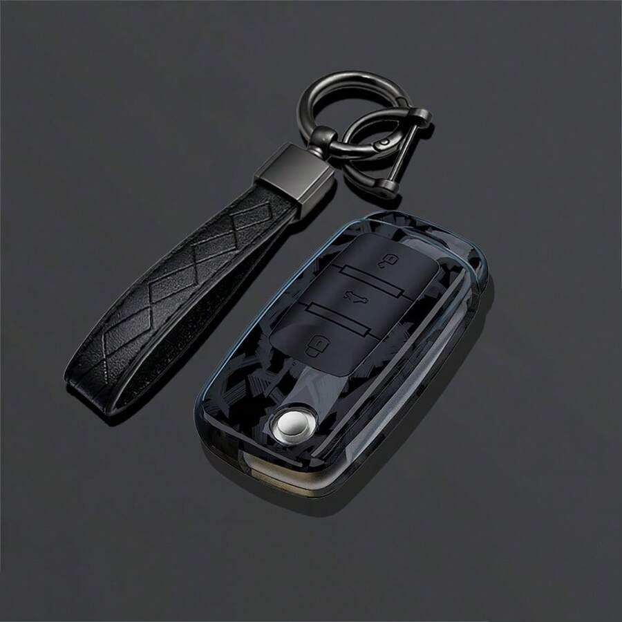 1件碳纖維紋路ABS塑料鑰匙遙控器保護套,適用於VW Polo Tiguan Passat B5 B6 B7 Golf 4 5 6 MK6 Jetta Lavida、Octavia汽車鑰匙殼替換 - A款 - 查看 1
