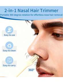 2/6pcs Upgraded 2-In-1 Manual Nose Hair Trimmer, 360° Rotatable Nose Hair Trimmer, Washable Nose Hair Grooming Tool, Unisex, Gentle And Painless, Portable Manual, Hair Removal Tool With Precise Trimming Function, Personal Care Cleaning Tool - A - View 6