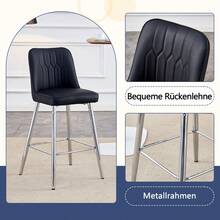 Set Of 2 Bar Stools / 100 Cm High. Stylish Bar Stools / Black PU Leather And Comfortable Footrest / Available In Several Colors / 120 Kg Load Capacity / For Restaurants, Bars And Living Rooms - 黑色+銀色 - 查看 6