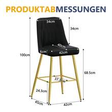 Set Of 2 Bar Stools / 100 Cm High. Stylish Bar Stools / Black PU Leather And Comfortable Footrest / Available In Several Colors / 120 Kg Load Capacity / For Restaurants, Bars And Living Rooms - 黑色+金色 - 查看 4