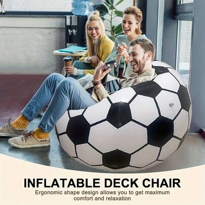 Novo Sofá Inflável em Formato de Bola de Futebol/Com Bomba de Ar, Sofá Inflável Portátil para Relaxar, Cadeira de Lazer para Sala de Estar, Varanda, Jardim Externo, Deck, Piscina, Assento Inflável Multifuncional Leve para Casa e Camping