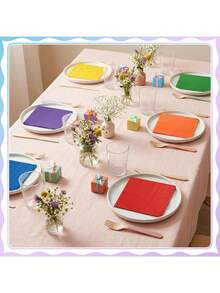 60/120 Pcs Rainbow Napkins, Gradient Colorful Cocktail Napkins 2-Ply Birthday Party Napkin Dessert Neon Luncheon Paper Napkin For Mardi Gras, Birthday, Party Decoration - Multicolor - View 5