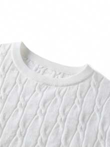 ZYNTH BALENO Men's Summer Fashion Crew Neck Cable Knit Slim Fit Short Sleeve Sweater, Suitable For Gym And Outdoor Sports - White - View 10