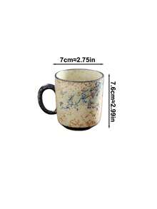 1pc Vintage Distressed Spotted Ceramic Mug, Hand-Painted Peony Butterfly Floral Coffee Cup, Gentle Floral Pattern Home Breakfast Milk Oatmeal Cup, Influencer Coffee Photography Prop, Tea Room Afternoon Tea Flower Cup, Commercial Cafe Display Vessel, Retro Coarse Ceramic Texture Desktop Decor Water Cup. Gift For Best Friend, Holiday Gift, Office Desktop Water Cup, Breakfast Milk Cup, Holiday Birthday Gift - Multicolor - View 16