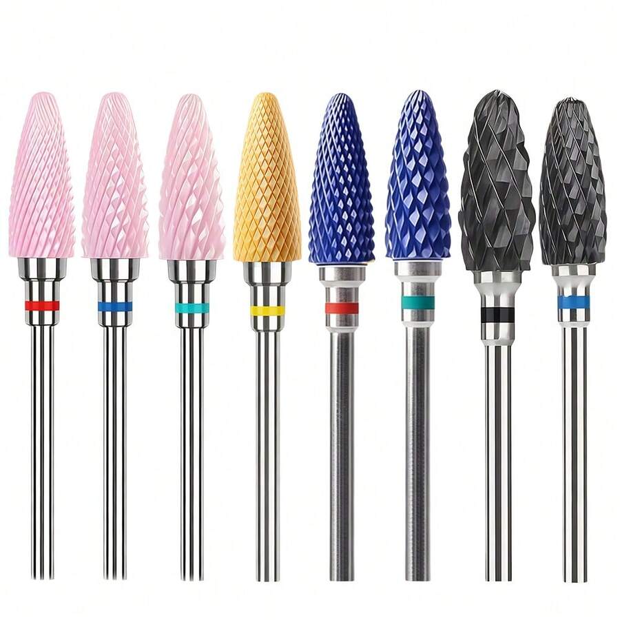 8pcs Ceramic Nail File Head, Suitable For Nail Buffing And Polishing, Removing Nail Gel And Cuticles, 3/32 Handle, Suitable For Beginners And Professionals. - Multicolor - View 1