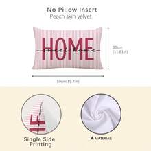 1pc Minimalist Daily Pink Striped Warm Home Slogan "Sweet Home" Text Illustration Cushion Cover, Single-Sided Printed Peach Skin Velvet Material, 30*50/40*60CM Pillowcase Suitable For Modern Minimalist Sofa Living Room Decor, Party Decoration, Gift Giving - Multicolor - View 11