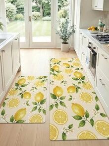 1 pieza Alfombra larga de limón, adecuada para baño, cocina, exterior, pasillo, dormitorio, sala de estar, lavable a máquina fácil de limpiar, alfombra de entrada antideslizante, accesorio decorativo de alfombra para dormitorio - Multicolor - Ver 2