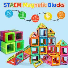 大型磁力積木 STEM 玩具建築套裝，含 DIY 磁鐵，教育益智磁力玩具，隨機配色，生日禮物首選 - 彩色 - 查看 4