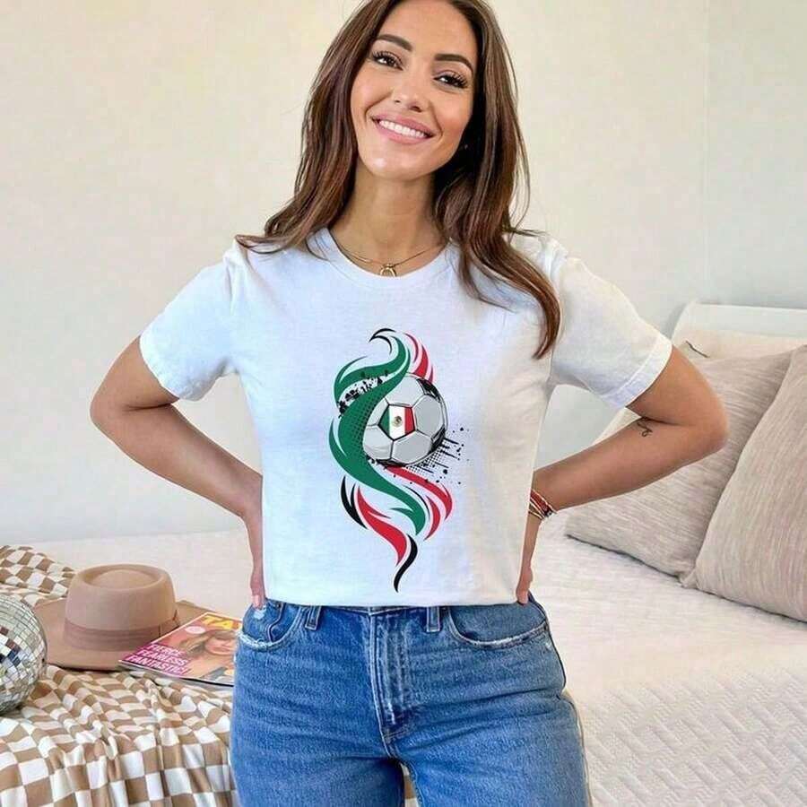 Fan A-pparel for MexiC-An football fans_Whether-220 gCamiseta de algodón puro de alta densidad de : práctica y versátil, perfecta para reuniones familiares, viajes y uso diario.El regalo per - Multicolor - Ver 1