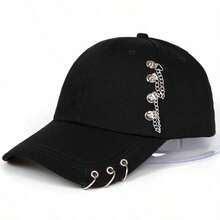 1 buah Topi Baseball Rantai Logam yang Dipersonalisasi, Topi Baseball Hitam Gaya Punk, Topi Kasual Serbaguna untuk Beraktivitas di Luar Ruangan - Hitam - View 4