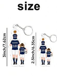 Personalisierter Weltcup Fußball Familien Acryl Schlüsselanhänger, 1/3/5 Stücke, individueller Name & Trikotnummer, 2,5/3 Zoll, 2-5 Familienmitglieder, herzliches Erinnerungsgeschenk für Fußballfans, idealer Vatertag & Weltcup Souvenir - Verschiedenfarbig - Übersicht 2