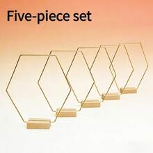 Hexagonal Metal Wreath Stand With Wooden Base, Gold Geometric Wreath Holder, Suitable For Dried Flower Decoration, Tabletop Centerpiece, Ideal For Home Living Room, Wedding Party, Valentine's Day, Wreath Stand Does Not Include Flowers - View 14