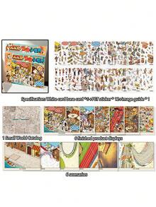 Buku Stiker Pemandangan Pasar Ramai Klasik, 6 Pemandangan Berbeda, Jilid Spiral Ganda dengan Potongan Die-Cut, Bahan Dekorasi Stiker DIY untuk Scrapbook - Rectangle - View 13