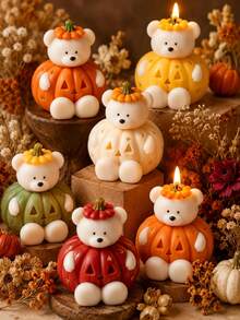 1pc Pumpkin Bear Silicone Candle Mold, Reusable DIY Plaster Resin Soap Making Craft Mold, Halloween Thanksgiving Theme Decorative Handmade Mold - Pumpkin Bear Mold - View 10