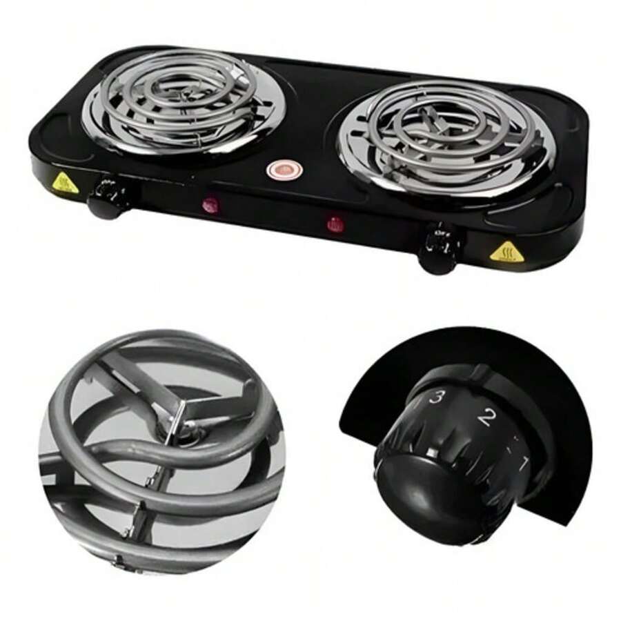 Relnix 2-Burner Cooktop Stove For Camping And Travel, 2000W, 220V - 黑色 - 查看 1