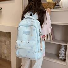 LECEY Women's Middle School High School College Student Large Capacity Backpack - Blue - View 4