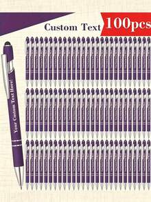 100pcs Customizable Metal Ballpoint Pens - Retractable, Lightweight & Durable, Medium Tip - Purple, Blue, Red, Green, Pink, Black - Business, Office, School Supplies, Back To School & Graduation Gifts - 彩色 - 查看 4