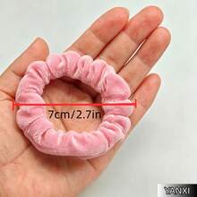 30/18/6pcs/Set Women's Velvet Hair Scrunchies, No-Crease Leopard Print Cute Elastic Hair Bands, Hair Accessories, Sweet Casual Soft, Gift Party Style, Solid Color & Printed - Multicolor - View 5