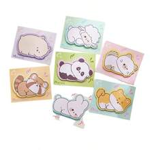 Cartoon Animal Shaped Sticky Notes, Multiple Cute Patterns, Thick Paper No Bleed Through, Moderate Adhesion. Suitable For Notes, Bullet Journal, Memo, Macaron Soft Background Color, Student And Office Use, Cute And Practical. School Supplies - A - View 5