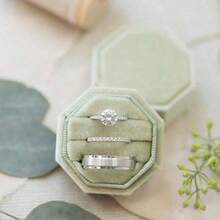 1pc Personalized Octagonal Velvet Ring Box, Customized Letter Combination Ring Holder, Wedding Ring Box, Engagement Ring Box, Anniversary Jewelry Gift Storage Case - Multicolor - View 17
