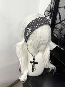 1pc Music Theme Headband, Knitted Fabric With 3D Musical Note, Star Patch Headband, Polka Dot Fabric With Metal Heart-Shaped Musical Note Pendant, Black White Grey Color Scheme, Suitable For People Who Like Simple And Gentle Style, Daily Wear, School, Commute, Travel And More - Multicolor - View 18