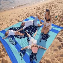 1pc Oversized Striped Turtle Sand-Proof Quick-Dry Beach Towel Mat, Suitable For 1-3 Adults - Lightweight, Durable Polyester Fabric - Perfect For Travel, Camping, Hiking And Leisure Beach Time, Beach Mat, Picnic Mat, Camping Ground Cover - Multicolor - View 5