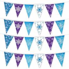 1/3/5 Sets Winter Party Decorations Snowflake Bunting Snow Scene Paper Banners, For Winter Themed Birthday Party Decorations Supplies - Snowflake Triangle Flag - View 11