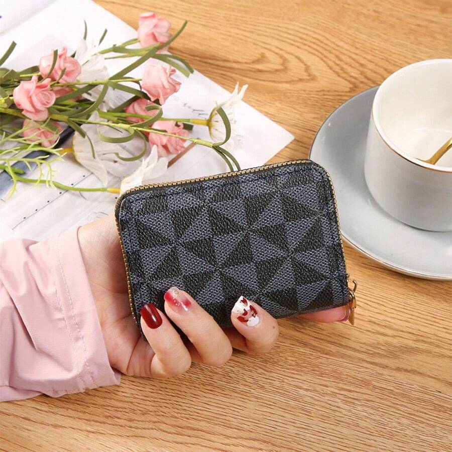 Unisex Credit Card Holder, Fashionable Geometric Pattern, Multi-Slot Design Coin Purse, ID Card Holder - Multicolor - View 1